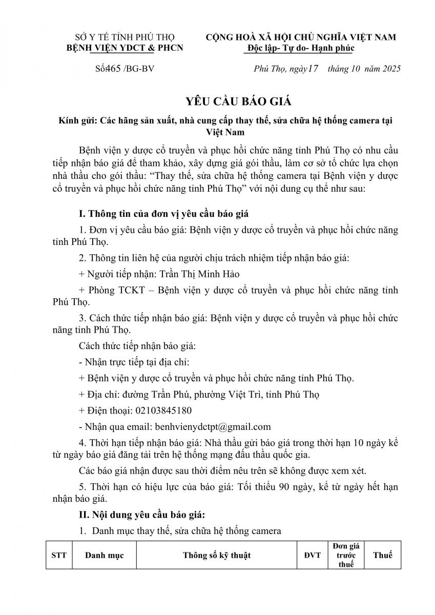 YÊU CẦU BÁO GIÁ CÁc HÃNG SẢN XUẤT,  NHÀ CUNG CẤP, SỬA CHỮA HỆ THỐNG CAMERA TẠi VIỆT NAM